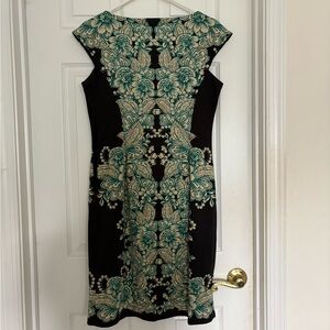 Maggy London Black and Green Mini Dress